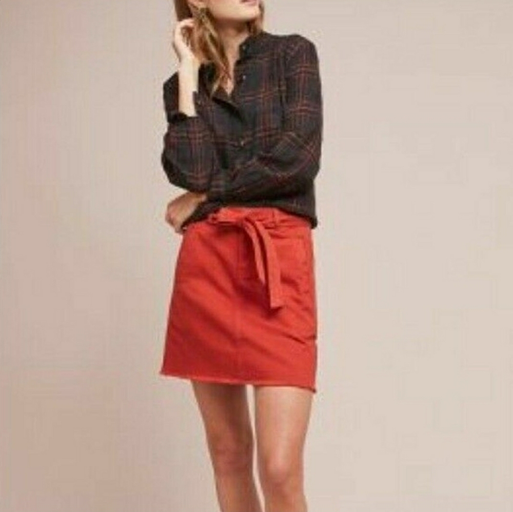 Pilcro and the Letterpress Denim Waist Tie Skirt